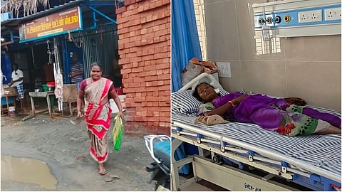 தாக்குவதற்கு கத்தியுடன் வரும் பெண் மற்றும் தாக்கப்பட்டு மருத்துவமனையில் அனுமதிக்கப்பட்டுள்ள&nbsp;பெண்