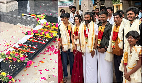 மாரநாடு கருப்பணசாமி கோயிலுக்கு தனுஷ் 18 அடி உயர அரிவாள் காணிக்கை