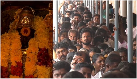 தொடர் விடுமுறை: திருநள்ளாறு சனீஸ்வர பகவான் கோயிலில் குவிந்த பக்தர்கள்