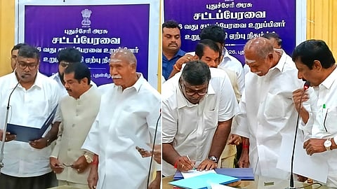 புதுச்சேரி தட்டாஞ்சாவடி எம்எல்ஏவாக பொறுப்பேற்றார் அசோக் ஆனந்த் 