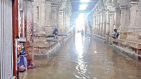 திருச்செந்தூரில் கனமழை: சிவன் கோயிலுக்குள் வெள்ளம் புகுந்தது