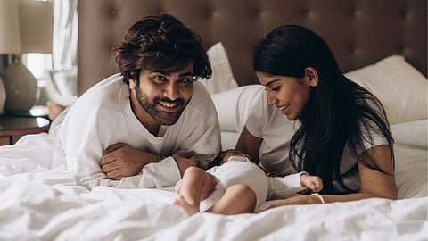 In frame: Sharwanand with wife Rakshitha Reddy and daughter Leela  