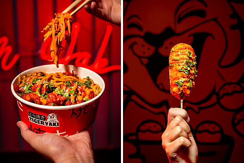 (L-R) Fiery Tiger Bowl, Non-veg Corndog
