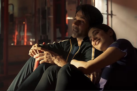 Rajkummar Rao and Janhvi Kapoor in a screengrab from the music video of the song
