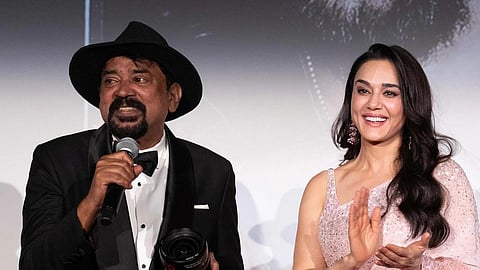 In frame:  Preity Zinta and Santosh Sivan at Cannes 