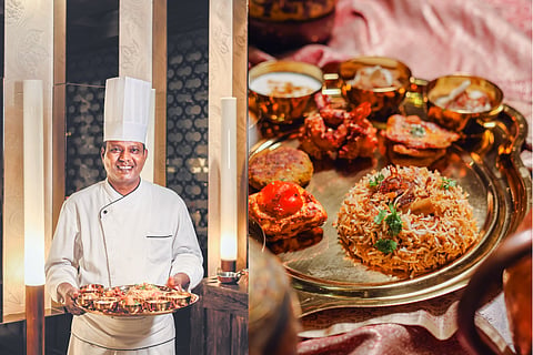 (Left) Chef Basha ; (Right) The delectable festive  thali