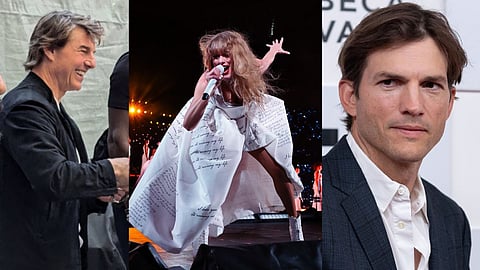 In frame: Tom Cruise (L), Taylor Swift (C);  Ashton Kutcher (R)