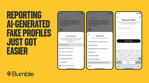 Users on Bumble will now be able to report profiles using AI DPs