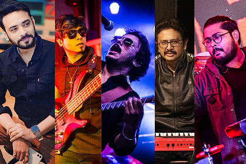 Ishan Mazumder, Jayan Bhattacharjee, Mainak Roy, Sridip Dey, Aditya Adhikari (L-R)