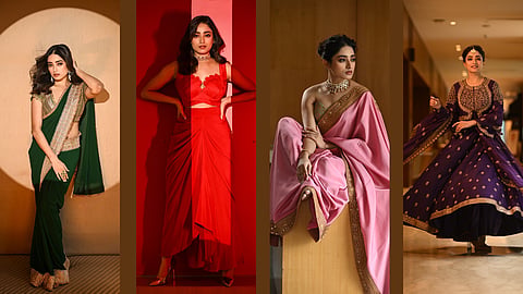 Ishaa Saha in ensembles from Saroj Jalan's festive edit