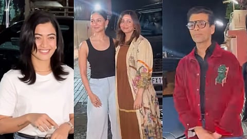 Rashmika Mandanna (L),Alia Bhatt and  Shaheen Bhatt (C), Karan Johar (R) 