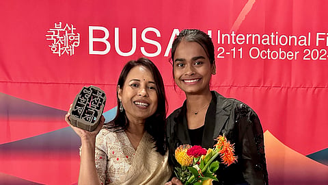 Rima Das (L) at the Busan International Film Festival