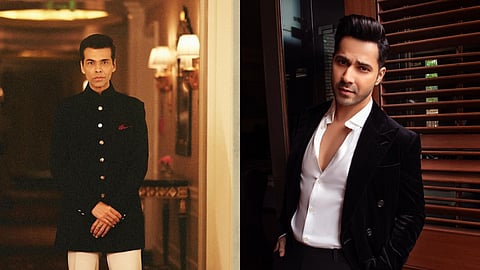 In frame (L-R): Karan Johar and Varun Dhawan 