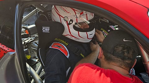 Ajith Kumar getting ready to race