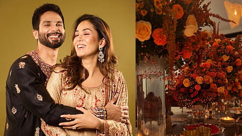 Shahid Kapoor and Mira Rajput (L); Glimpses of the Diwali decor (R)