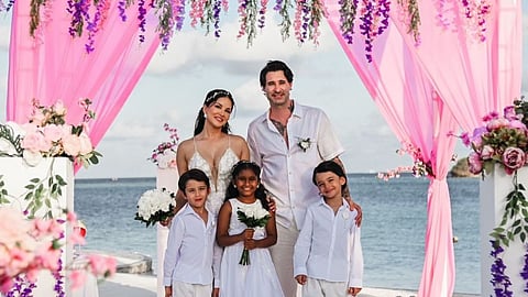 Sunny Leone with Daniel Weber and children 
