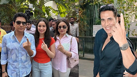 Sachin Tendulkar, Sara Tendulkar and Anjali Tendulkar (L); Akshay Kumar 