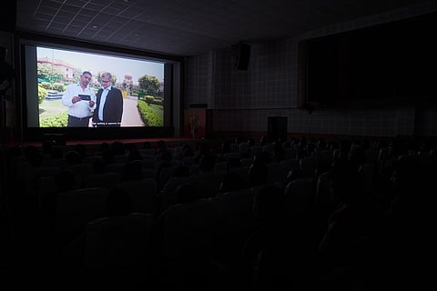 A film screening in progress