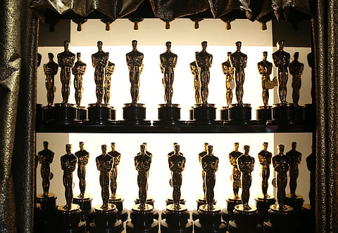 Oscar statuettes appear backstage at the Oscars at the Dolby Theatre in Los Angeles on February 28, 2016