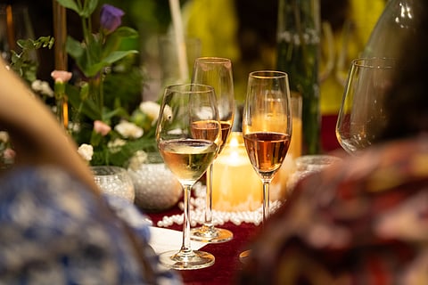 Wine on table
