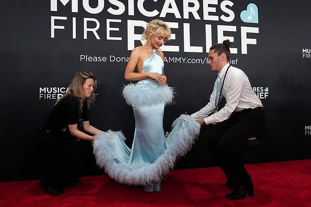 Grammys 2025: Sabrina Carpenter steals the show in a pastel blue JW  Anderson gown