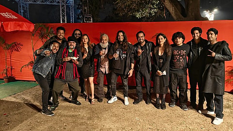 (L-R) Divesh, Devmitra, Subir, Ayush, Nysha, Rahul, Girish, Ashish, Srijita, Suhail, Dev, Akash Deep (The band with Subir, Girish and Rahul)