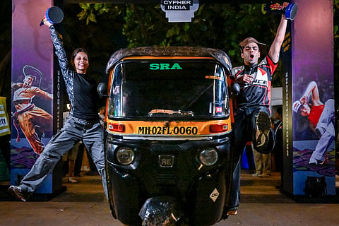 Bar-B and  Flying Machine with their trophies after winning 'Red Bull BC One Cypher India National Champion' title