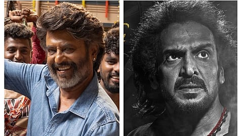 Rajinikanth (L); Upendra in a poster for Coolie  (R) 