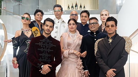Director Neeraj Ghaywan and the cast of Homebound, including Ishaan Khatter, Janhvi Kapoor, Karan Johar and Vishal Jethwa look grand at the gala 