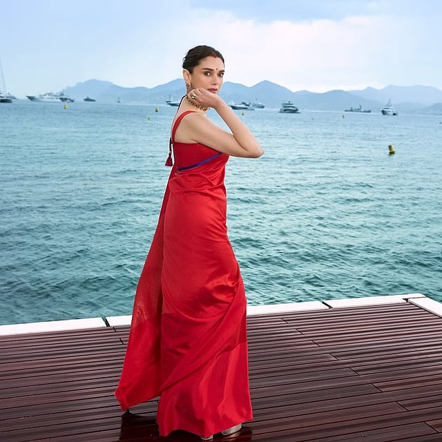aditi rao hydari red dress ADITI RAO HYDARI BEAUTIFUL SAREE/LEHENGA IDEA