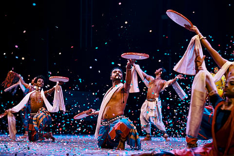 Sutra, curated by Geeta Chandran for Serendipity Arts Festival 2024, wove together past, present, and future by blending traditional Odissi dance with modern elements.JPG