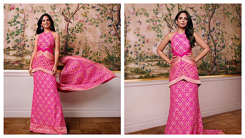 Isha Ambani's custom Cavalli gown was handmade over months using the classic Bandhani technique