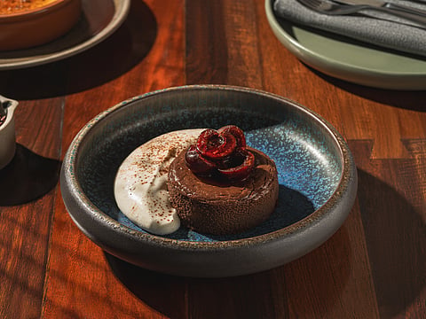 Dark chocolate basque cheesecake
