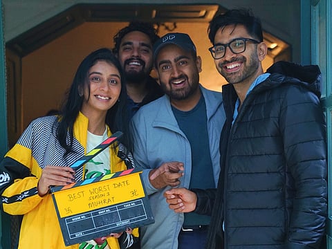 Dolly Singh with the crew on the sets of Best Worst Date