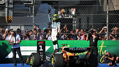 Lando Norris wins the F1 Mexico City GP 2025, sharing the podium with Max & Charles