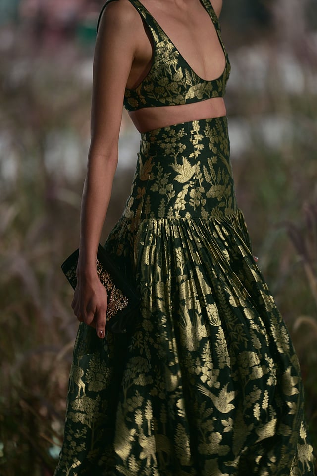 elegant long green dress Shimmer Dark Green Tulle A-line Elegant Long Evening Prom Dress main image 0
