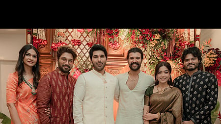 Vijay-Rashmika attends Allu Sirish’s pelli koduku ceremony