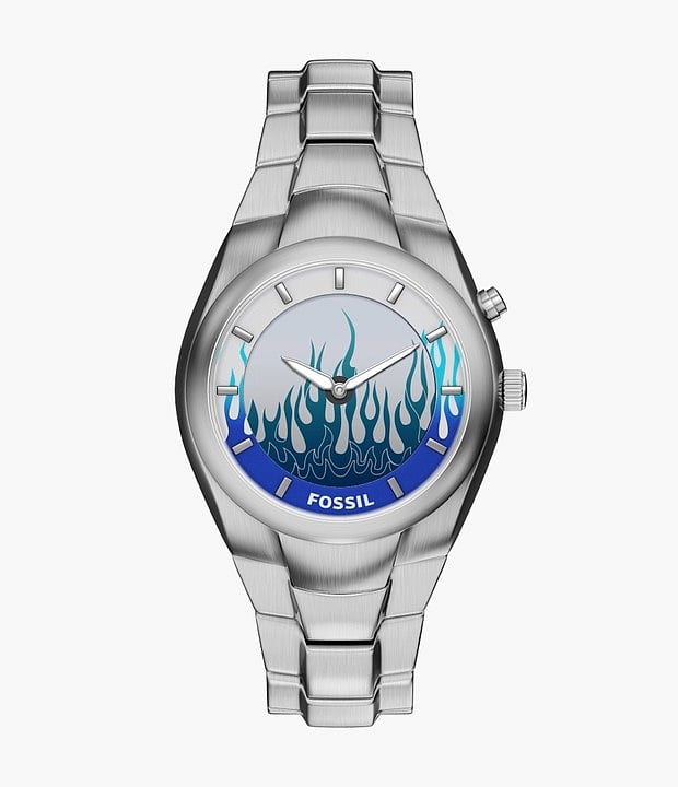 y2k 】FOSSIL BIG TIC ディスク表示 腕時計 ブルー文字盤 Fossil big 