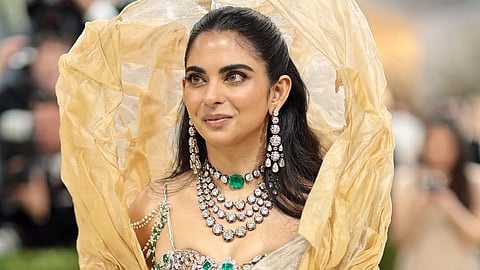 From pre-party map dress to couture saree, Isha carried an India-forward narrative throughout