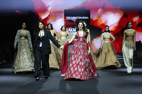This flowy yet structured collection by Bhumika Sharma has her signature prints with embroidery