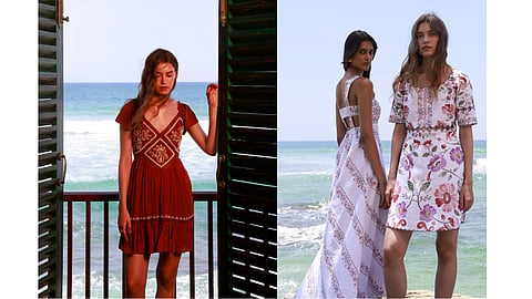 A dreamy Spring/Summer 2026 fashion editorial featuring romantic florals and neutral tones