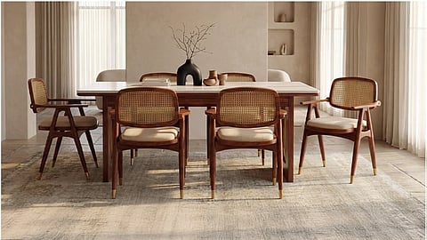olid Wood, Cane and Brass Define Wooden Street’s Veda Collection