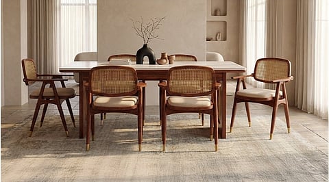olid Wood, Cane and Brass Define Wooden Street’s Veda Collection