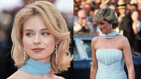 Anastasia Andrushkevich recreates Princess Diana's Cannes look in a baby-blue couture gown