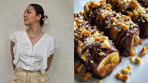 A simple mix of banana, puff pastry and chocolate spread turns into a quick, indulgent morning treat from Nauheed Cyrusi's breakfast recipes