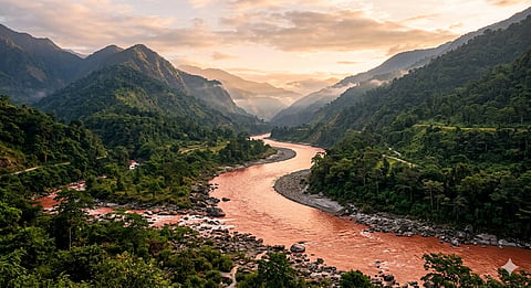 River of Blood in India  is a remote river in Northeast India that turns striking shades of red and rust due to iron-rich soil 