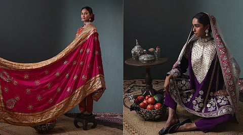 Hand-embroidered ensembles featuring gota work
