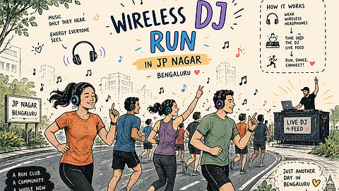 A Bengaluru run club in JP Nagar drew attention after participants took part in a wireless DJ run