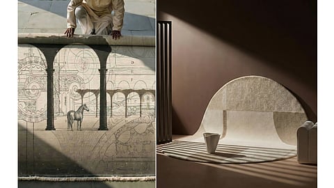 Artistic rug design transforming flooring into a sculptural interior statement piece