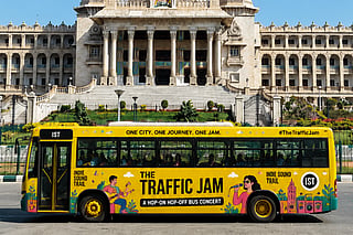 A render of the exterior of the The Traffic Jam bus